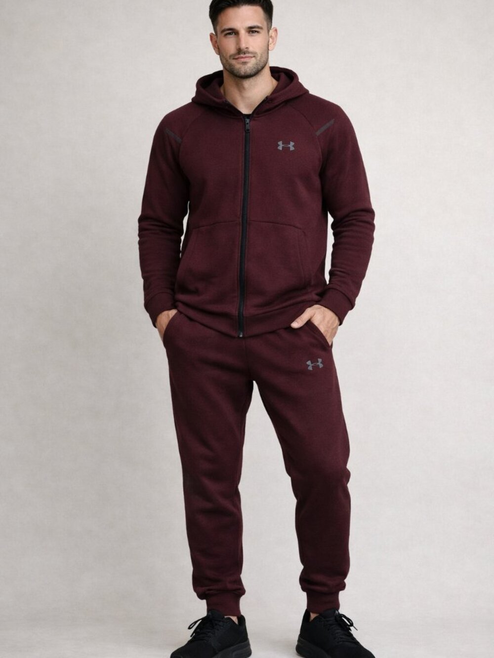 Under Armour Maroon Tracksuit – Men's Full Set Size M
